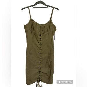 Iris olive green bodycon dress‎ large NWT juniors